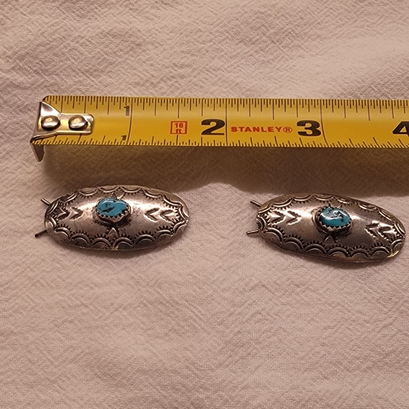 Sterling Silver and Turquoise Small Hair Barretts - Picture 4 of 4